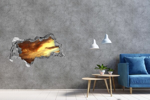 Wandtattoos Mauerdurchbruch Sonnenuntergang durch ein Loch in der Wand