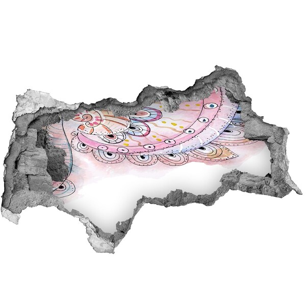 Wandbilder 3D Mauerdurchbruch Farbenfrohes Muster auf Betongrund