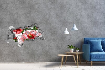 3D Wandtattoos Mauerdurchbruch Blumen in einem Loch in der Wand