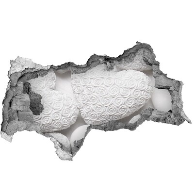 3D Wandtattoos Mauerdurchbruch Weiße Rosen in einem Loch in der Wand