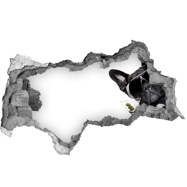 Mauerdurchbruch Aufkleber Stilvoller Hund mit einem Getränk