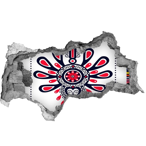 Mauerdurchbruch Aufkleber Buntes Ethno-Muster in einem Loch in der Wand