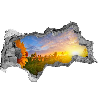 3D Wandtattoos Mauerdurchbruch Sonnenblumen im Sonnenuntergang