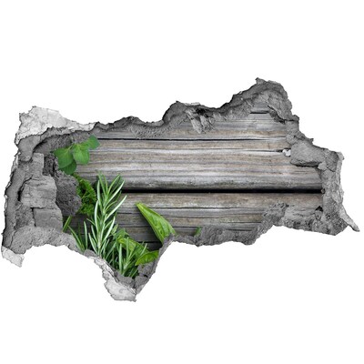 3D Wandtattoos Mauerdurchbruch Eine beschädigte Wand mit Holzboden