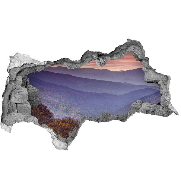 Mauerdurchbruch Aufkleber Berglandschaft bei Sonnenaufgang