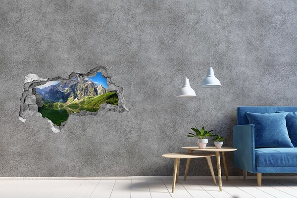 3D Wandtattoos Mauerdurchbruch Berglandschaft mit einem See