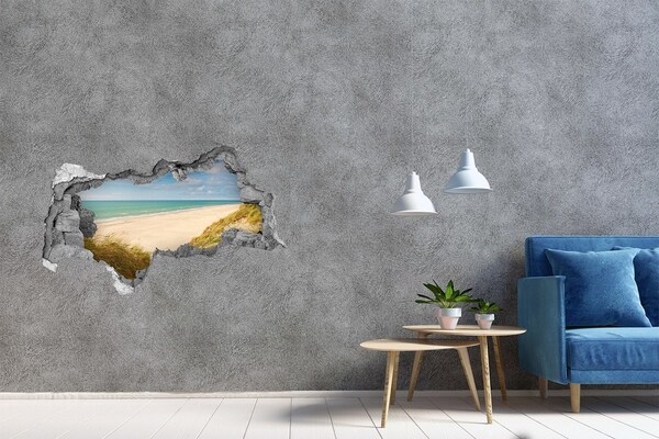 Mauerdurchbruch Aufkleber Karibischer Strand durch ein Loch in der Wand