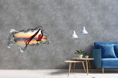 Wandbilder 3D Mauerdurchbruch Tanzen am Strand bei Sonnenuntergang