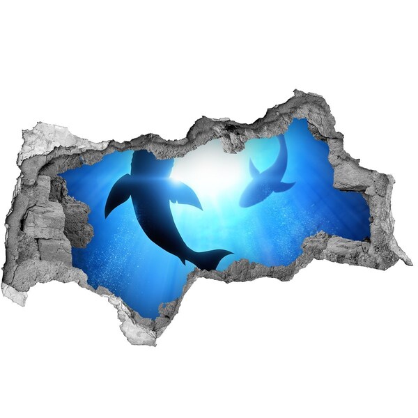 Mauerdurchbruch Aufkleber Unterwasserwelt mit Haien