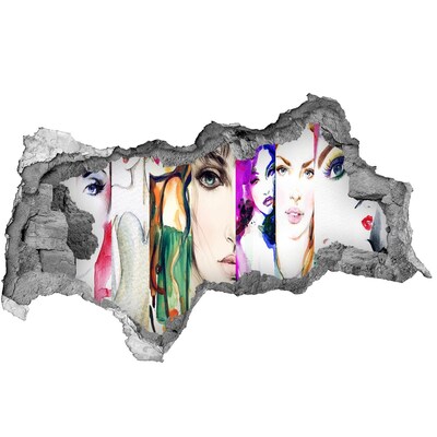 3D Wandtattoos Mauerdurchbruch Frauenporträts in einem Loch in der Wand