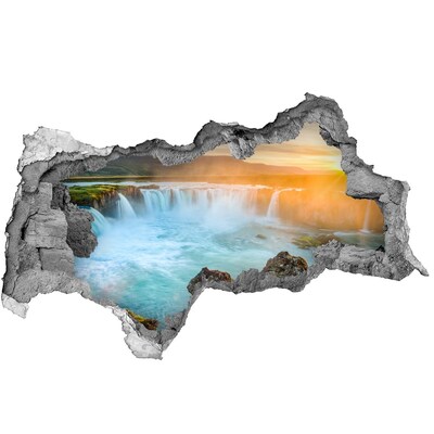 3D Wandtattoos Mauerdurchbruch Wasserfall in der untergehenden Sonne
