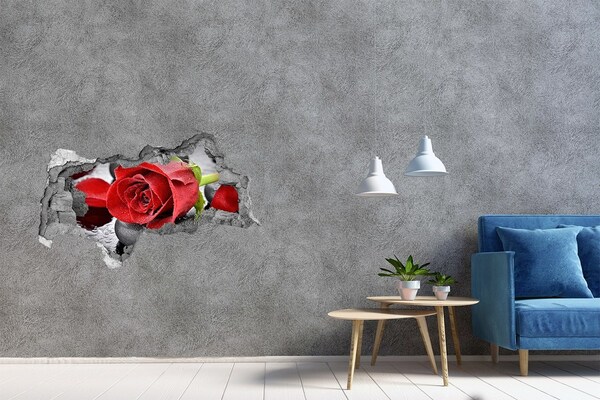 3D Wandtattoos Mauerdurchbruch Rose auf den Steinen