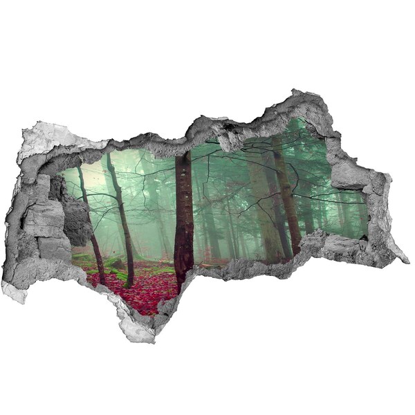 Wandbilder 3D Mauerdurchbruch Verzauberter Wald im Nebel
