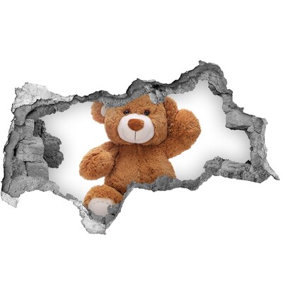 Mauerdurchbruch Aufkleber Teddybär in einem Loch in der Wand
