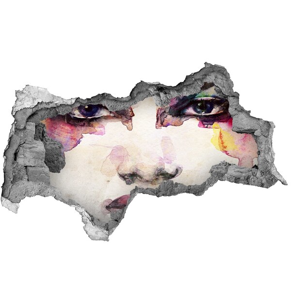Wandtattoos Mauerdurchbruch Das Gesicht in der zerstörten Mauer