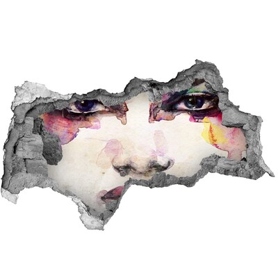 Wandtattoos Mauerdurchbruch Das Gesicht in der zerstörten Mauer