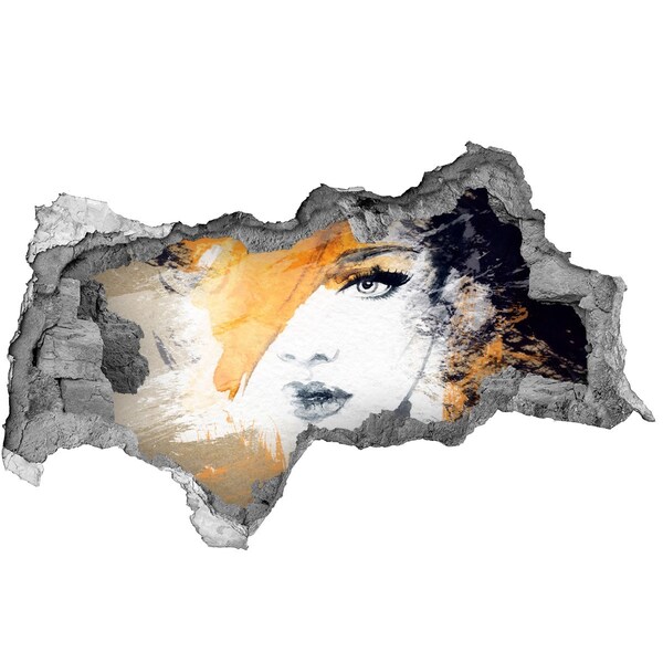 Wandbilder 3D Mauerdurchbruch Porträt in goldenen Schattierungen