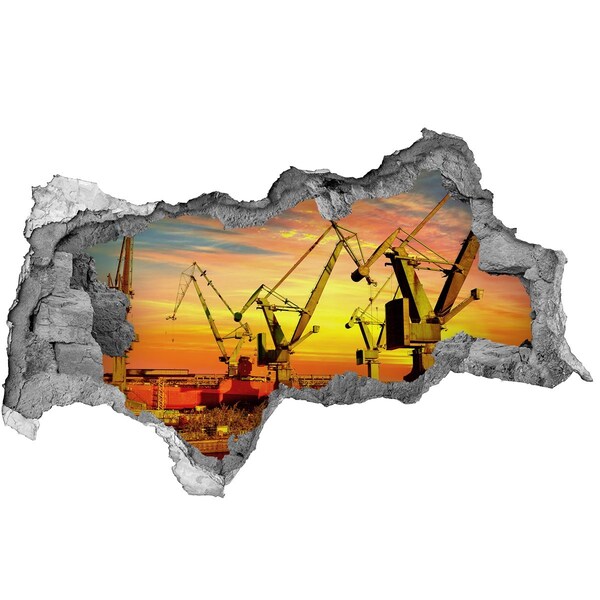 3D Wandtattoos Mauerdurchbruch Sonnenuntergang über dem Hafen