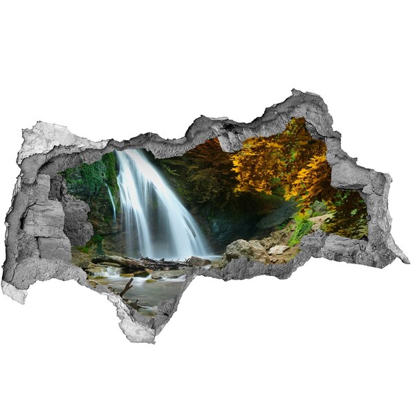 3D Wandtattoos Mauerdurchbruch Wasserfall im Herbstwald