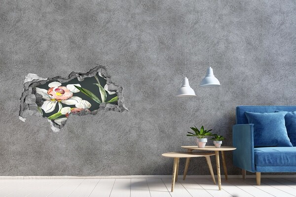 3D Wandtattoos Mauerdurchbruch Blumen aus Beton