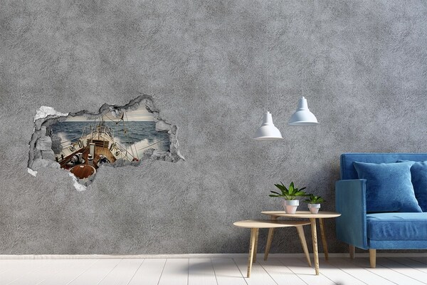 Mauerdurchbruch Aufkleber Eine Yacht auf See