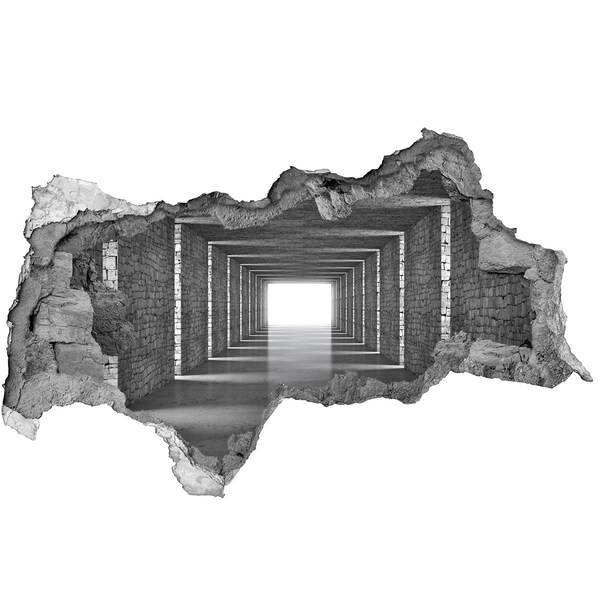 3D Wandtattoos Mauerdurchbruch Transparenter Korridor aus Beton