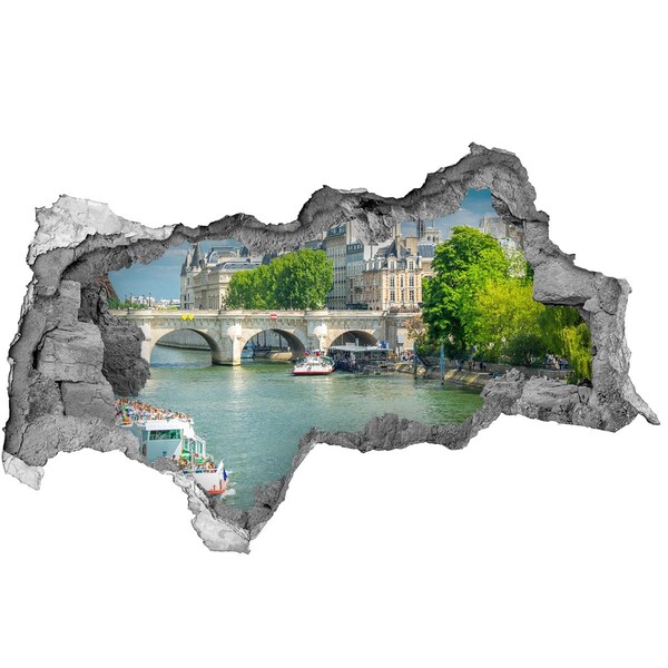 Wandbilder 3D Mauerdurchbruch Blick auf Paris durch ein Loch in der Wand