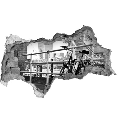 3D Wandtattoos Mauerdurchbruch Ein Fahrrad am Stadtkai