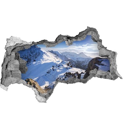 Mauerdurchbruch Aufkleber Berglandschaft im Winter