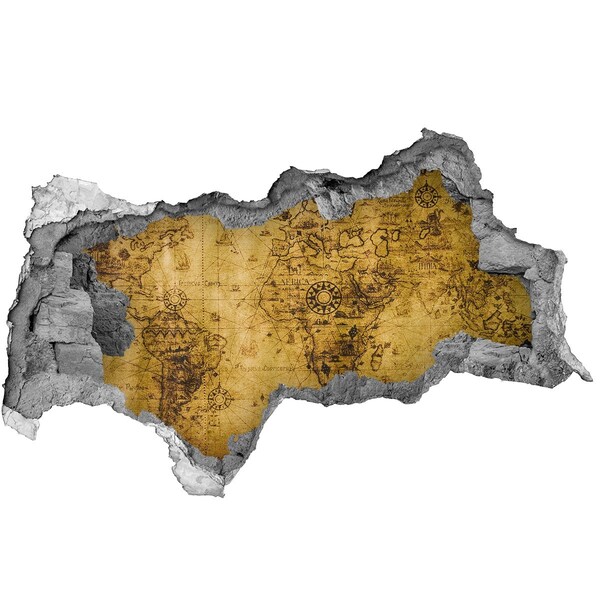 Wandbilder 3D Mauerdurchbruch Antike Karte von Afrika