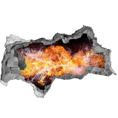 3D Wandtattoos Mauerdurchbruch Feuer im Wandloch
