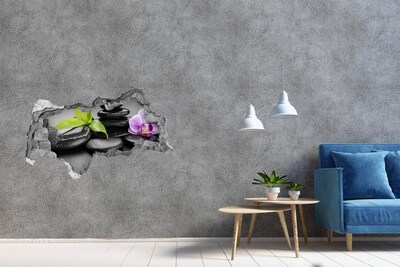 Wandtattoos Mauerdurchbruch Ein entspannender Ausblick mit Steinen und Pflanzen