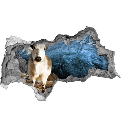 Wandbilder 3D Mauerdurchbruch Bergbüffel in einem Loch in der Wand