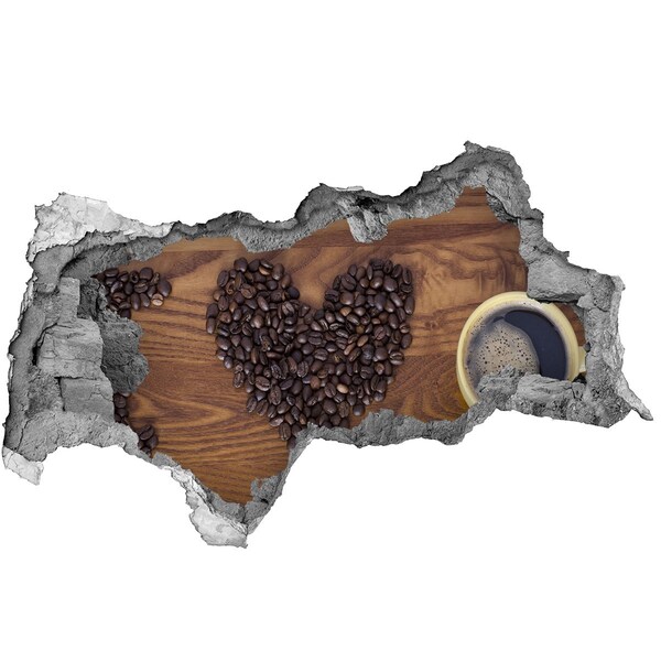 Mauerdurchbruch Aufkleber Kaffee und ein Herz aus Bohnen