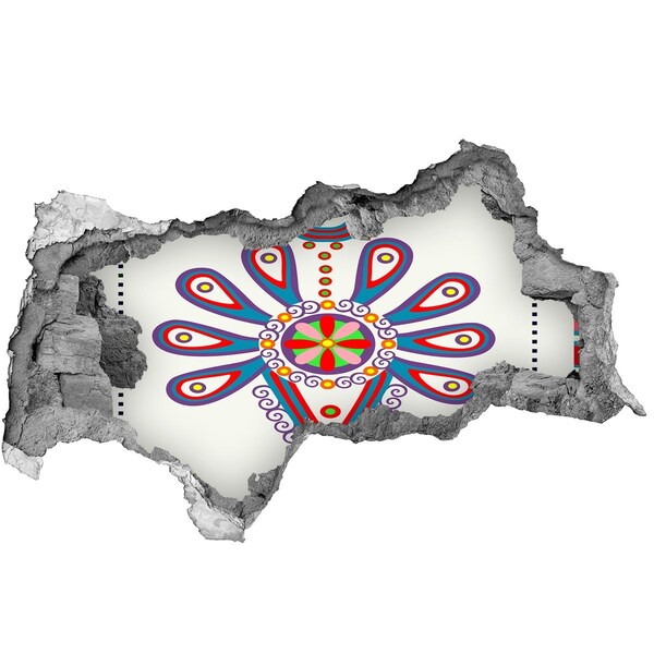 Wandtattoos Mauerdurchbruch Ein farbenfrohes Muster vor dem Hintergrund einer beschädigten Wand