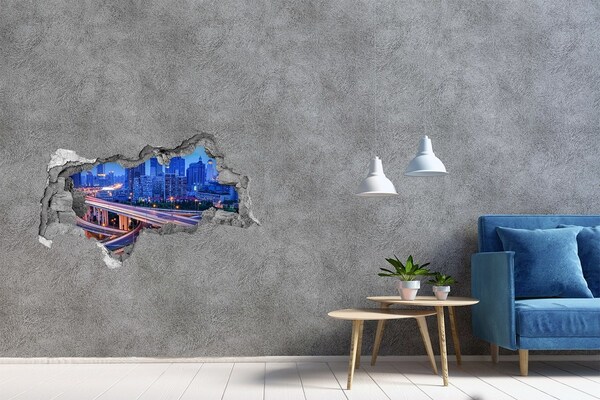 3D Wandtattoos Mauerdurchbruch Moderne Stadt bei Nacht