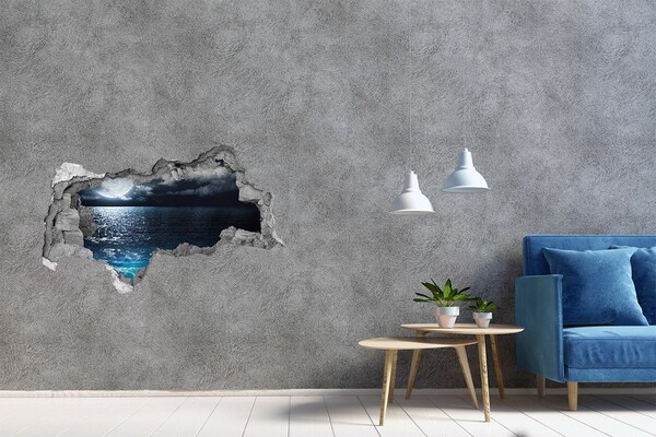 Wandbilder 3D Mauerdurchbruch Nachtansicht des Meeres