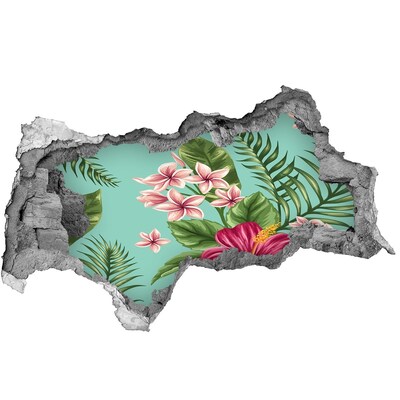 3D Wandtattoos Mauerdurchbruch Tropisches Paradies mit Blumen