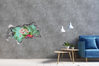 3D Wandtattoos Mauerdurchbruch Tropisches Paradies mit Blumen