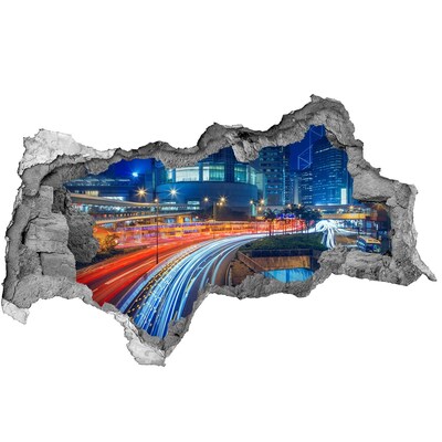 Wandbilder 3D Mauerdurchbruch Moderne Stadt bei Nacht