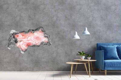 Wandbilder 3D Mauerdurchbruch Ein Blumenwandbild in einem Loch in der Wand
