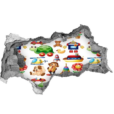 3D Wandtattoos Mauerdurchbruch Spielzeug in einer bunten Welt