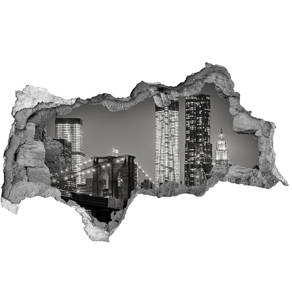 3D Wandtattoos Mauerdurchbruch Brooklyn Bridge bei Nacht