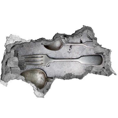 Mauerdurchbruch Aufkleber Eine zerbrochene Mauer mit Blick auf das Besteck