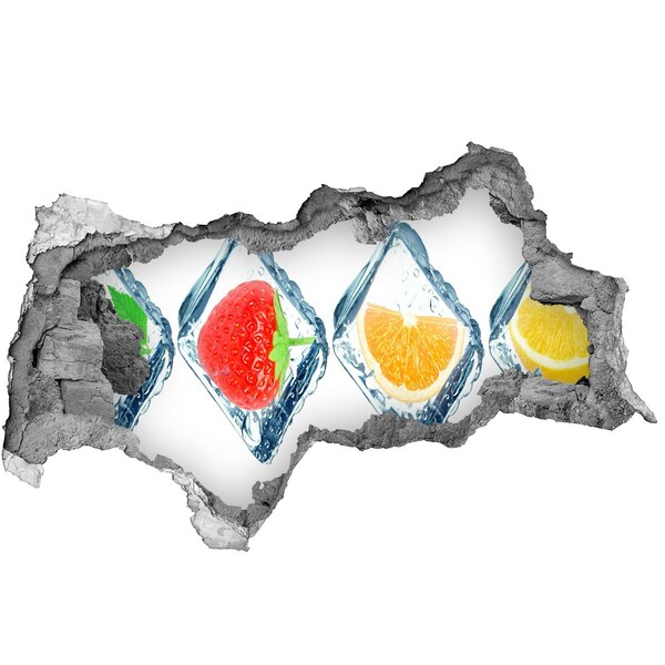 3D Wandtattoos Mauerdurchbruch Fruchtiges Duo auf Eis