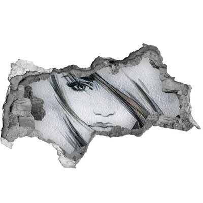 Wandtattoos Mauerdurchbruch Porträt in einer Ruinenwand