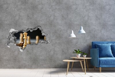 Wandtattoos Mauerdurchbruch Schachspielen durch ein Loch in der Wand