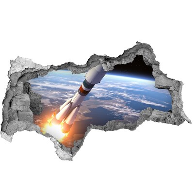 Wandbilder 3D Mauerdurchbruch Raketenstart im Weltraum