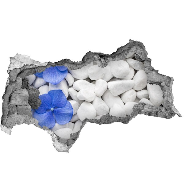 Wandtattoos Mauerdurchbruch Strandkiesel mit blauem Akzent