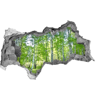 Wandbilder 3D Mauerdurchbruch Grüner Wald in einem Loch in der Wand